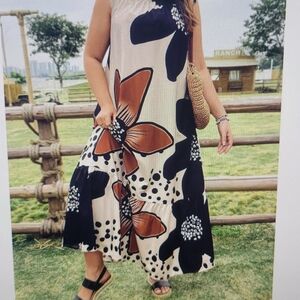 PLUS SIZE OFF WHITE WATERFALL RUFFLE  DRESS main image 1